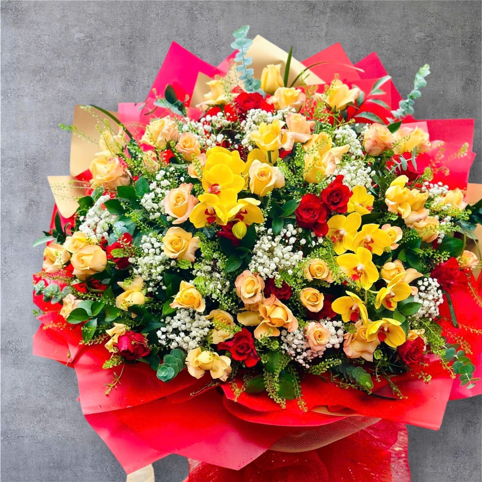 Băng rôn hoa khai trương ghi chuẩn tên công ty đối tác