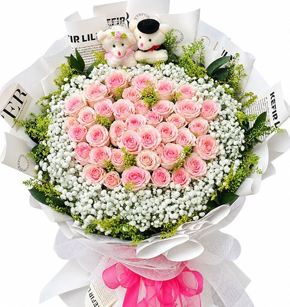 Bó Hồng Dâu và Gấu Mini 20/10