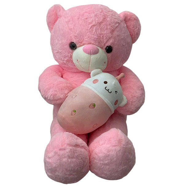 gau bong hong om binh sua