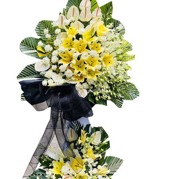 Kệ Hoa Chia Buồn Hoa Ly Vàng - Hoa Sài Gòn