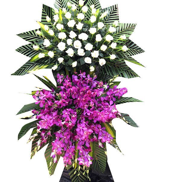 Kệ Hoa Chia Buồn Lan Tím - Hoa Sài Gòn