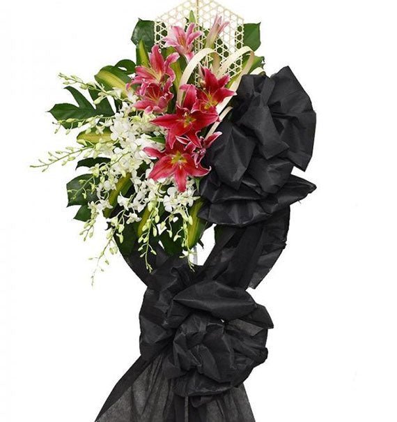 Kệ Hoa Chia Buồn Ly Hồng - Hoa Sài Gòn